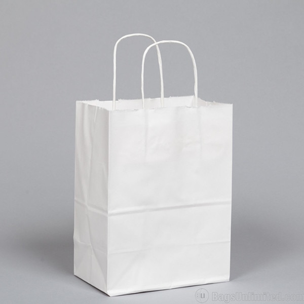 White Kraft Paper Shopping Bags wit